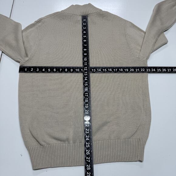 Spring + Mercer Sweater Mens Large Beige Tan 1/4 Zip Pullover Mock Neck NWT - Picture 3 of 10